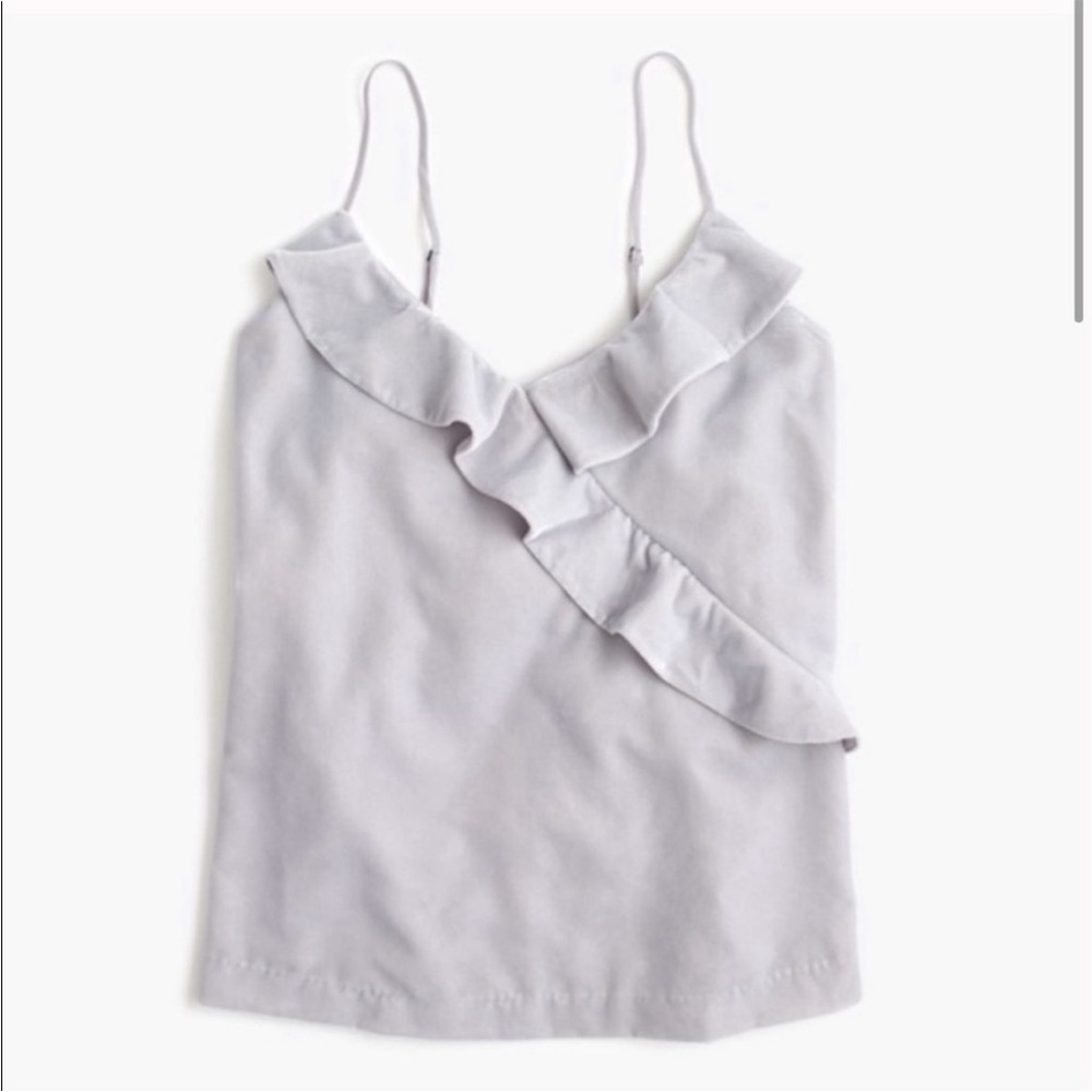 NWT J.Crew Luxe Silver Velvet Going Out Ruffled Cami Tank Top 8